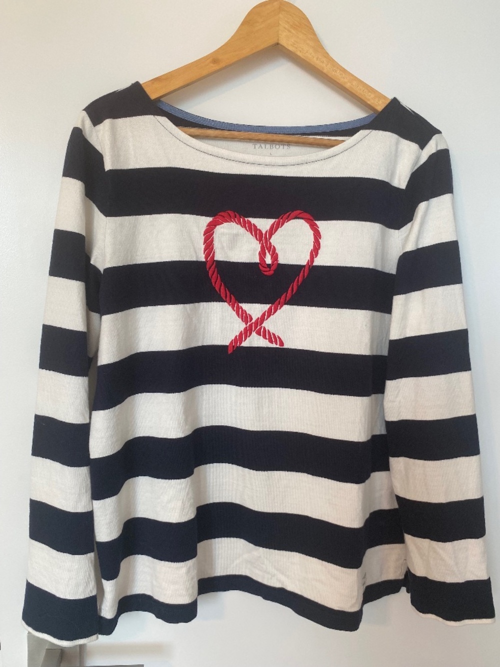 Talbots Cotton Navy and White Cotton Top